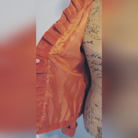 Chico's Open Front Blazer Textured Velvet Soft Ruffle Trim Sz 1 (Sz 8) - Picture 5 of 11